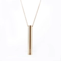 Collar de respiración de oro rosa con colgante cilíndrico minimalista y cadena fina - Dorado