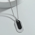 Minimalistische silberne und schwarze doppellagige ovale Halskette für Herren mit Boxkette - Schwarz-Silber Zweifarbig Oval Militär-Marke