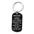 Titanium steel dog tag keychain with motivational quote for brothers in black and silver - Brother Keychain / Black