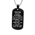 Collana con piastrina nera in acciaio inossidabile con incisione ispiratrice - Collana Sorella / Nero