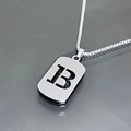 Collier en acier inoxydable argenté avec pendentif rectangulaire ajouré lettre B - Style Lettre B