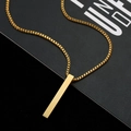 Collar minimalista de acero de titanio dorado con colgante de columna cuadrada y cadena box - Dorado