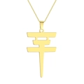 Collar de acero inoxidable dorado con colgante de carácter chino Ping - Dorado