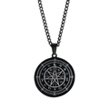 Collana con ciondolo 12 zodiaco in acciaio inossidabile nero con pentagramma e luna - Nero