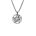 Collar gótico de acero inoxidable negro con colgante de sello oculto sobre fondo blanco - Negro