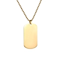 Polished gold stainless steel dog tag pendant with beaded chain for men and women - Gold