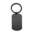 Makroaufnahme von minimalistischem mattem schwarzem Edelstahl-Hundemarke-Schlüsselanhänger - Schwarz Dog Tag Schlüsselanhänger