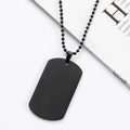 Minimalist matte black stainless steel dog tag pendant necklace with metal ball chain - Black