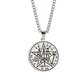 Collar amuleto sello de Salomón pentagrama en acero inoxidable pulido para hombres - Collar de Pentagrama Color Acero
