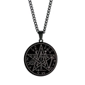 Colgante amuleto sello de Salomón pentagrama negro hip hop para hombres de acero - Collar de Pentagrama Negro
