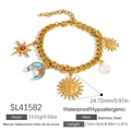 Goldenes Edelstahl-Armband mit Sonnen-, Mond- und Sternanhängern für Damen - Sonne Mond Anhänger Stil (SL41582)