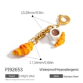 Edelstahl Croissant und Kaffeetasse Anhänger für Schlüsselbund oder Taschen-Zubehör - Croissant Kaffee Stil (PJ92653) / Gold