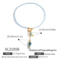 Lichtblauwe kralenketting van roestvrij staal met handgeschilderde vis en parels - Lichtblauwe Vis Hanger Stijl (XL31898) / Lichtblauw