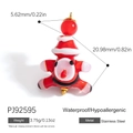 Santa Claus enamel charm in red and white stainless steel with 5.62mm x 20.98mm dimensions - Christmas Clothes Cartoon Character (PJ92595)