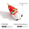 Christmas red gnome pendant in stainless steel with white dots and holly leaf detail - Red Polka Dot Christmas Gnome (PJ92596)