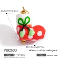 Polished stainless steel Christmas boot charm with red enamel and white polka dots - Red Polka Dot Boot Style (PJ92600)