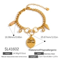 Bracciale in acciaio inossidabile 18K oro con ciondolo palma Guam e charms estivi - Bracciale Multi-Ciondolo a Tema Guam Dorato (SL41602) / Placcato Oro 18K