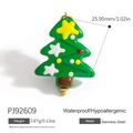 Waterproof stainless steel green Christmas tree charm with colorful enamel dot detail - Green Star Christmas Tree Style (PJ92609)