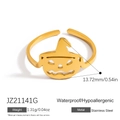 Verstelbare gouden roestvrijstalen ring met een minimalistisch pompoengezicht - Goud