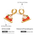 Christmas Santa on sleigh pendant earrings in 18K gold plated stainless steel - Santa Claus Sleigh Pendant Earrings (EH11338)