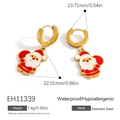 Golden stainless steel Christmas Santa Claus drop earrings with waterproof coating - Cartoon Santa Claus Pendant Earrings (EH11339)