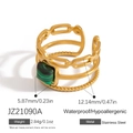 Minimalist gold stainless steel open ring featuring a green malachite stone inlay - Malachite Green (JZ21090A)