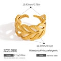 Elegante verstelbare roestvrijstalen ring met 18K goudkleurig bladontwerp afwerking - Hol Blad Open Stijl (JZ21088)