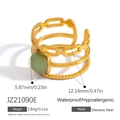Gold plated stainless steel multi-layer open ring with square green gemstone inlay - Light Green (JZ21090E)