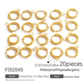 Set of 20 golden 18K gold-plated stainless steel 11.87mm open jump rings for DIY jewelry - 11.87mm Hoop Earrings (PJ92849)
