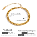 Elegant 18K gold plated stainless steel Cuban chain bracelet with circular textured charms - Starburst Round Charm Cuban Link Style (SL41469)
