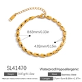 Waterproof 18K gold plated stainless steel chunky link bracelet for women and men - Geometric Rectangular Hollow Style (SL41470)
