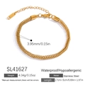 18K gold plated stainless steel Cuban link bracelet with 3.95mm width and lobster clasp - Metal Woven Mesh Texture Style (SL41627)