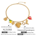 Goldene Edelstahl-Halskette mit I Love You-Herz und verschiedenen einzigartigen Anhängern - Vintage Herz Multi-Anhänger Stil (XL31068)