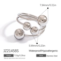 Silberner Edelstahl-Ring im mehrlagigen Design mit polierten Metallkugeln für Damen - Spiral Vierkugel Silberner offener Ring (JZ21458S)