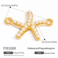 Pendentif étoile de mer dorée en acier inoxydable avec dimensions et spécifications - Forme d'Étoile de Mer (PJ91688)