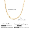 Gold stainless steel link chain necklace with 18k gold plating and 6.7mm width - Gold Stainless Steel Slim Link Necklace (XL31526)