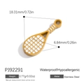 18K vergoldeter Edelstahl Paddelschläger Anhänger für Sport Schmuck 18,3mm - Schlägerform (PJ92291)