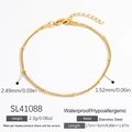 Bracelet chaîne box en acier inoxydable plaqué or 18 carats avec perles et fermoir mousqueton - Style de Perles de Chaîne de Boîte (SL41088)