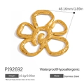 Golden flower pendant in hammered stainless steel texture for jewelry DIY - Irregular Hammered Gold Flower Charm (PJ92692)