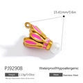 Ciondolo da badminton in acciaio inossidabile con smalto rosa e perla sintetica - Ciondolo Volano da Badminton Rosa in Acciaio Inossidabile (PJ92908)