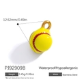Pendaglio da baseball in acciaio inossidabile placcato oro 18K in smalto giallo acceso - Ciondolo Baseball Giallo in Acciaio Inossidabile (PJ92909B)