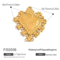 Golden hollow heart pendant in stainless steel with intricate scrollwork edges - Gold Heart Scroll Pattern Charm (PJ92698)