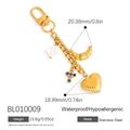 Charm per borsa in acciaio inossidabile placcato oro 18K con vari ciondoli dorati - Stile Quadrifoglio Cuore (BL010009)