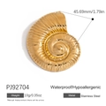 Golden seashell charm in stainless steel with 45.69mm spiral texture for DIY necklace - Spiral Texture Gold Conch Charm (PJ92704)