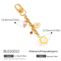 Ciondolo per borsa in acciaio inossidabile placcato oro 18K con gelato e donut - Stile Dessert Gelato (BL010010)