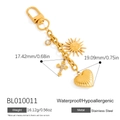 Bijou de sac en acier inoxydable plaqué or 18 carats avec pendentifs cœurs - Style Soleil Cœur Croix (BL010011)