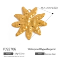 Golden stainless steel sun charm pendant with wavy texture and waterproof feature - Wavy Texture Gold Sun Charm (PJ92706)