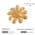 18K gold plated stainless steel sunflower pendant necklace with hammered metal texture - Gold Hammered Sunflower Charm (PJ92707)