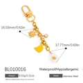 Porte-clés en acier inoxydable plaqué or 18K avec banane et soleil, design hypoallergénique - Style Banane Soleil Diamant Rond (BL010016)