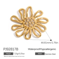 18K gold plated hollow floral stainless steel pendant with bead center detail - Bright Gold Hollow Flower Charm (PJ92817B)